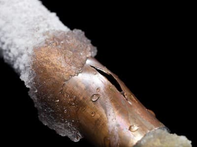 Frozen pipes burst when water has nowhere to go
