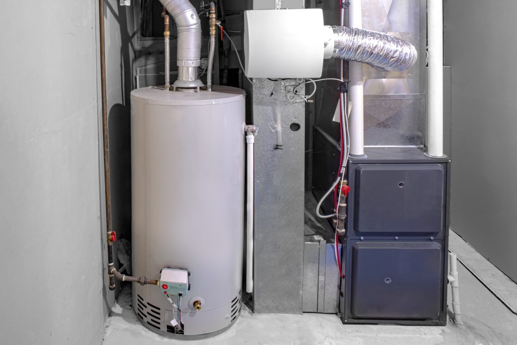 A high-efficiency furnace for home use with a residential gas water heater