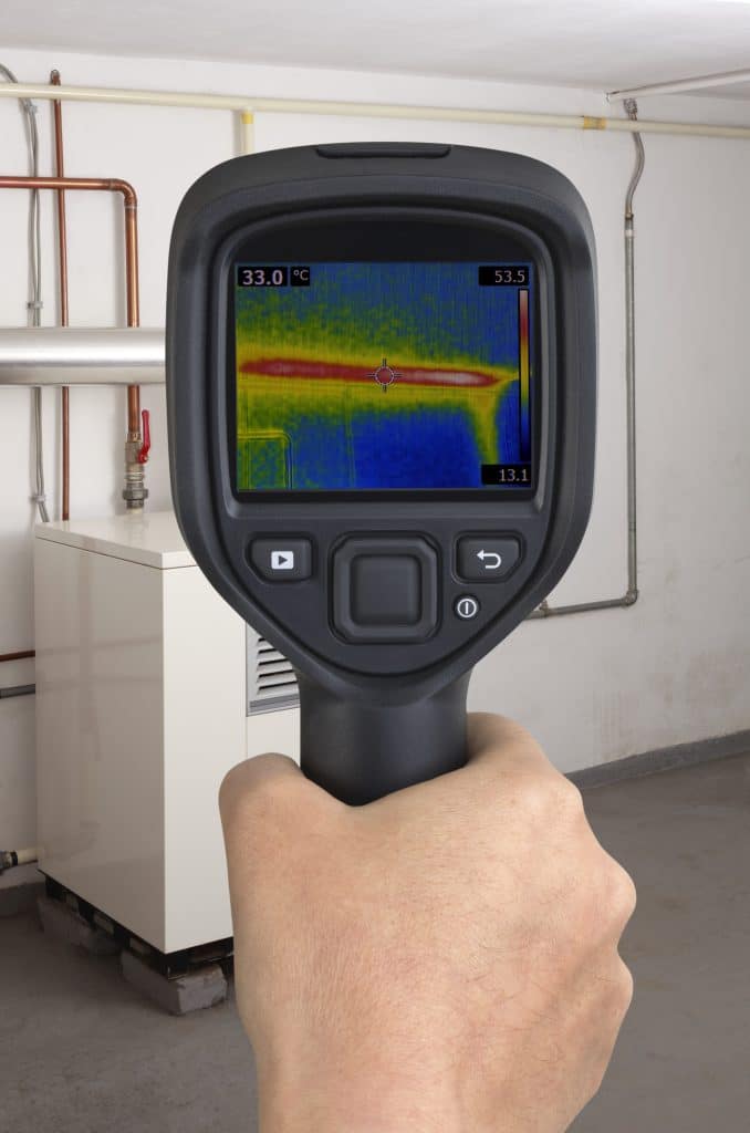 Thermal camera for detecting hidden leaks.