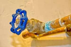 Corroded copper plumbing.