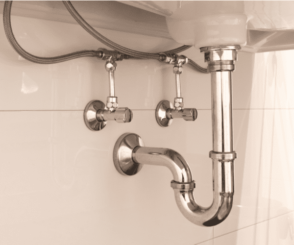Example of a P-trap beneath a bathroom sink.