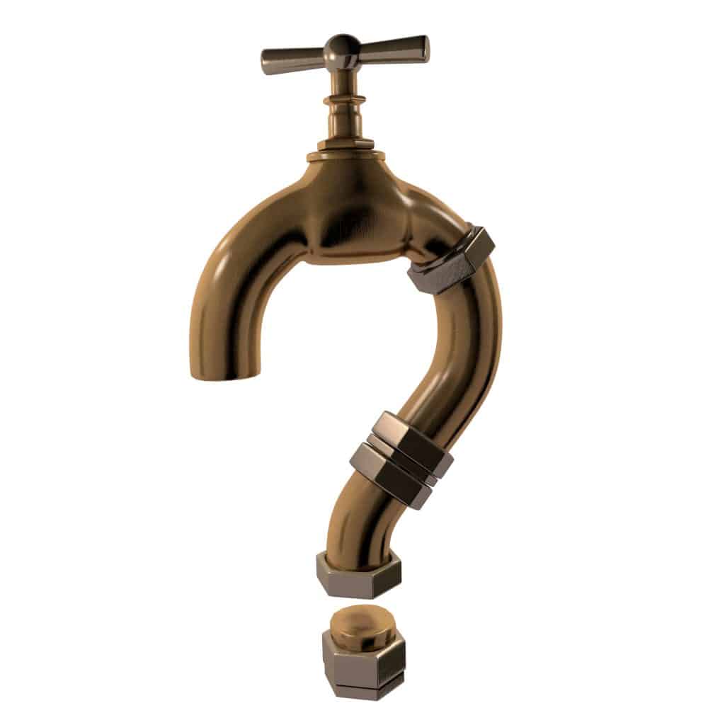 Plumbing question mark made of tap and pipes.