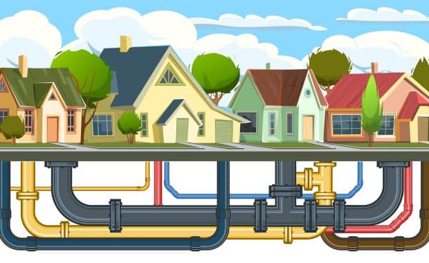 Sewer gas leak in the sewer pipe