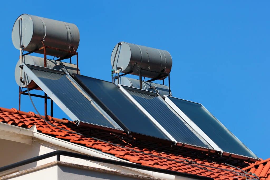 a solar water heating system installed on the rooftops with Benjamin Franklin Plumbing of Dallas, TX.