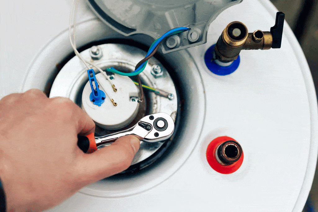 technician using wrench to fix water heater | water heater repair dallas tx frisco tx