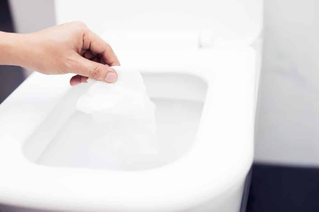 Throwing wet wipes into the toilet causes toilet clogs.
