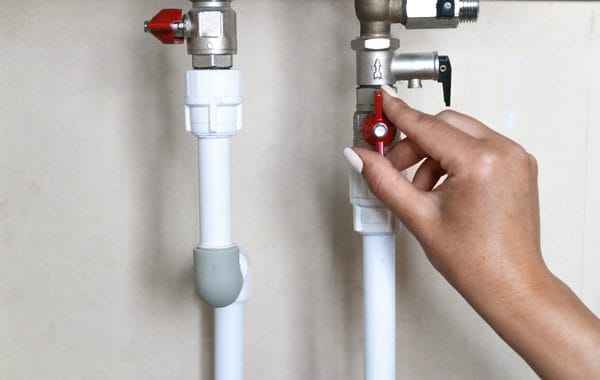 A water main in a new home