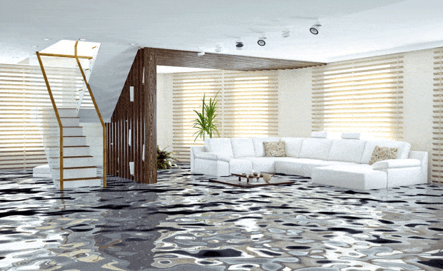 flooded living room with white couhces | plumber dallas tx frisco tx carrollton tx