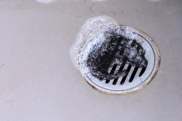 Hair in shower drain