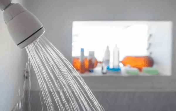 Hot water coming out of a showerhead