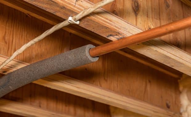 Water pipes insulation in house.