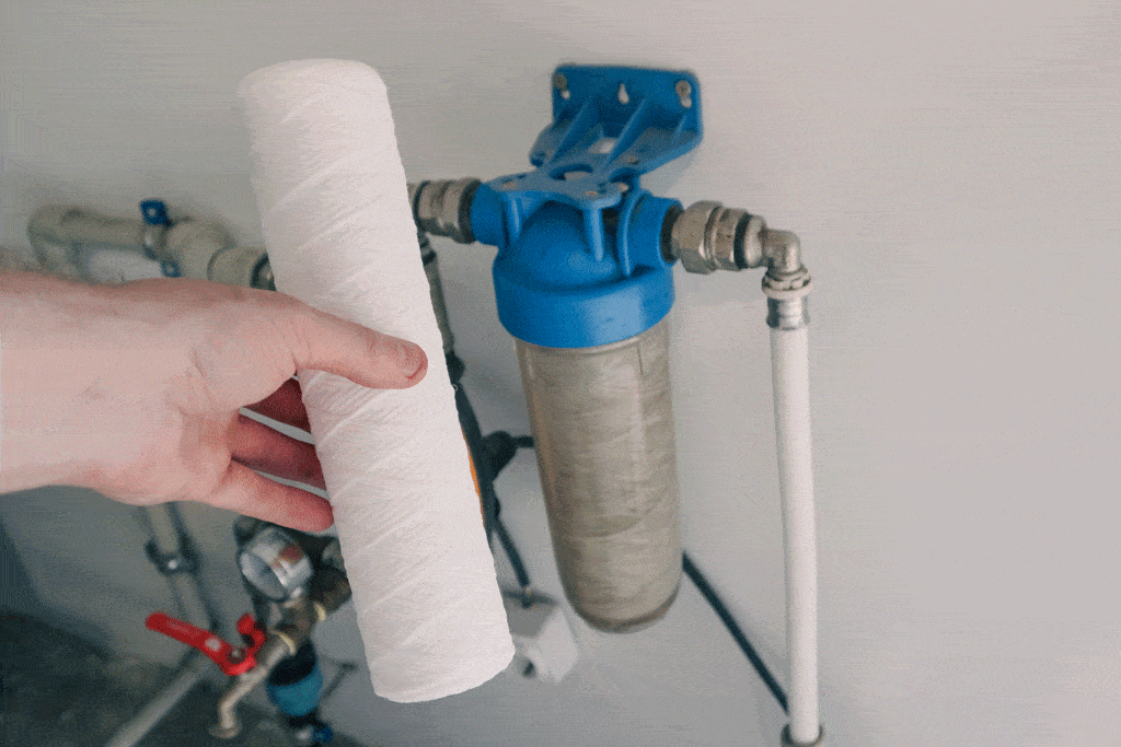 plumber chaning out water filter whole house water filtration dallas tx frisco tx