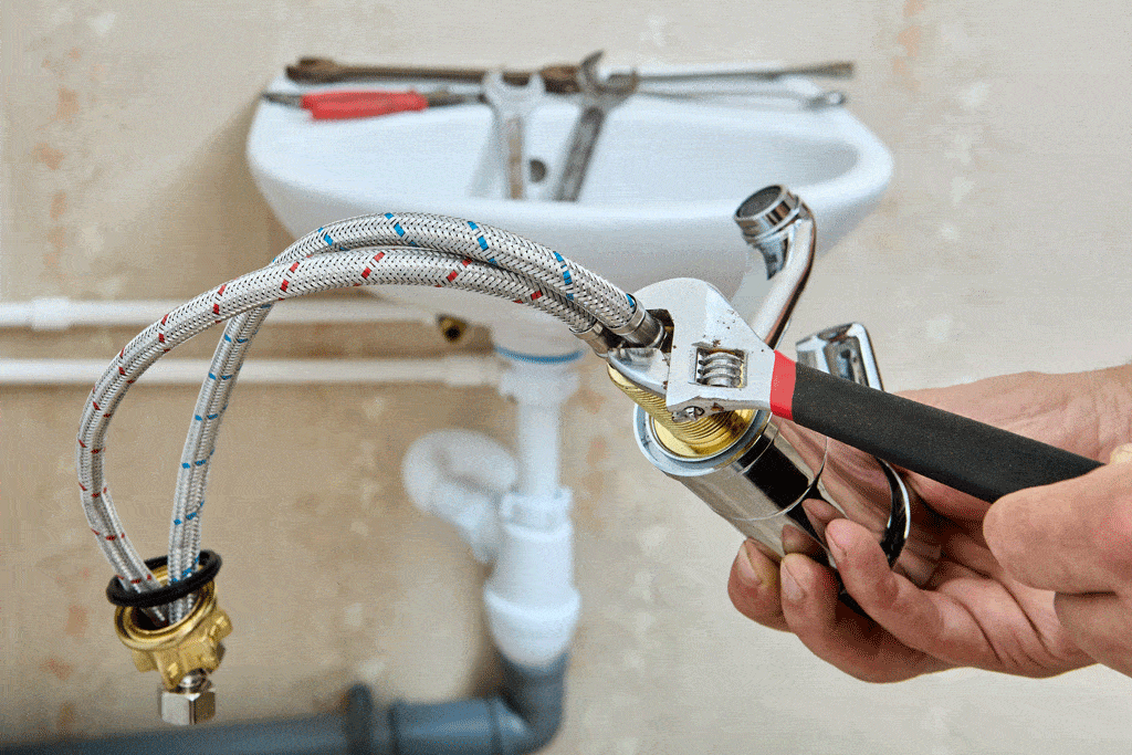 plumber installing sink faucet onto sink plumbing fixture installation plano tx dallas tx