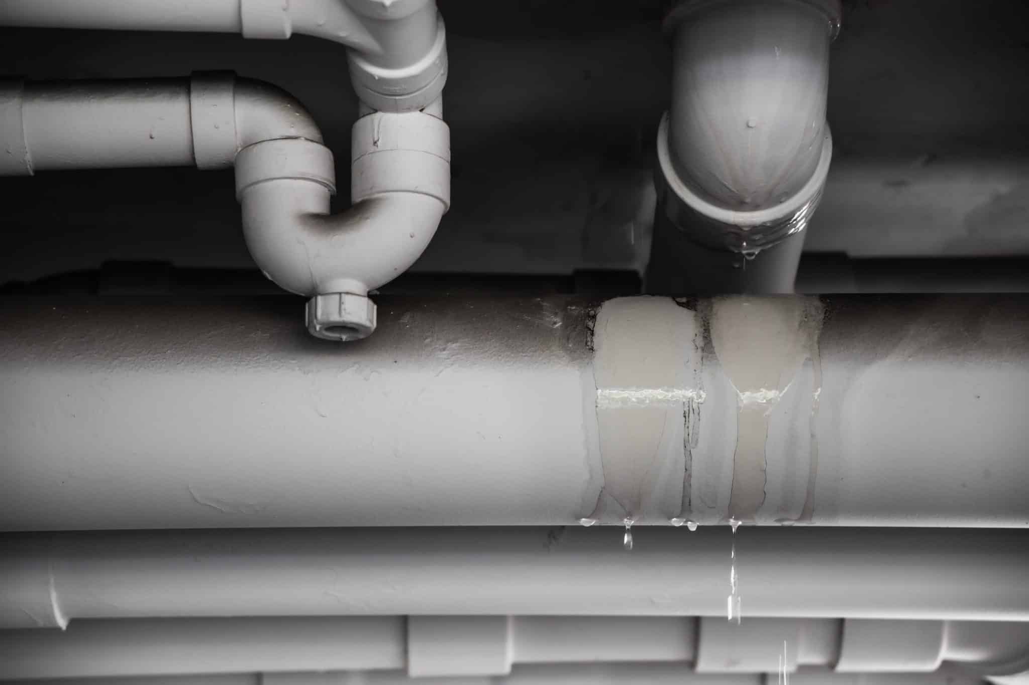 PVC Water leak pipe, Plumbing Inspections.