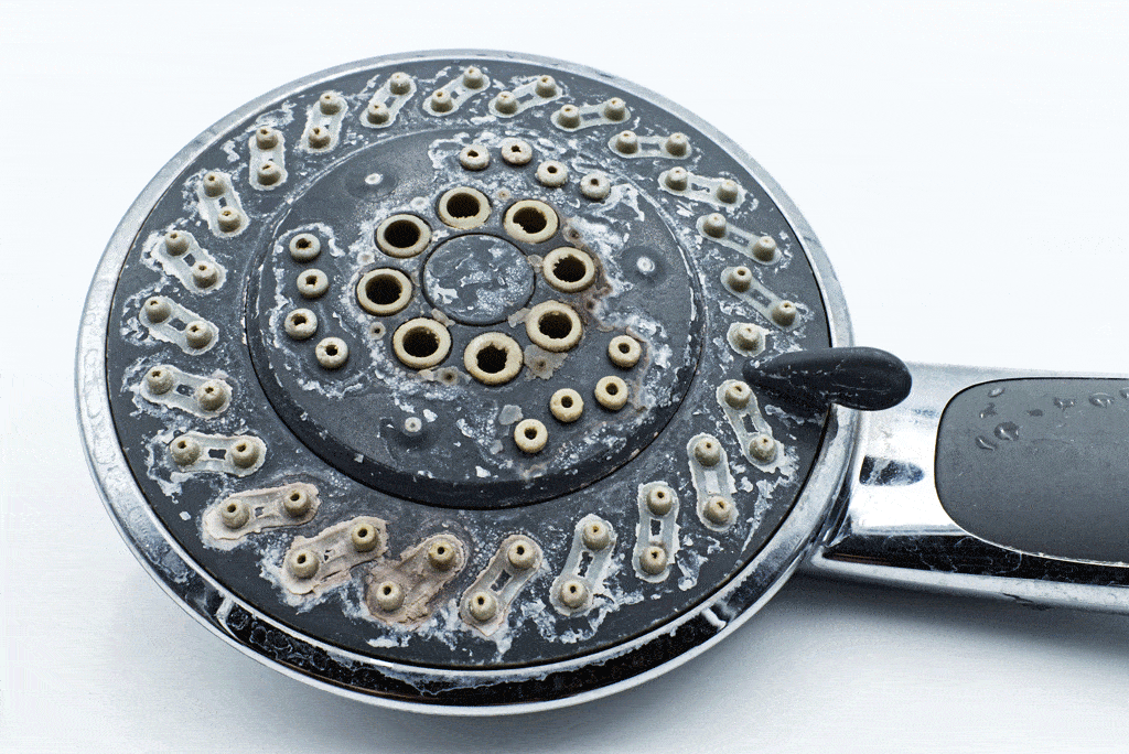 shower head with hard water deposits on it water softener installation plano tx frisco tx dallas tx